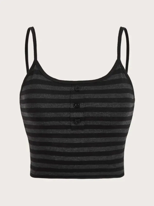 Goth Punk Striped Button Cami Top