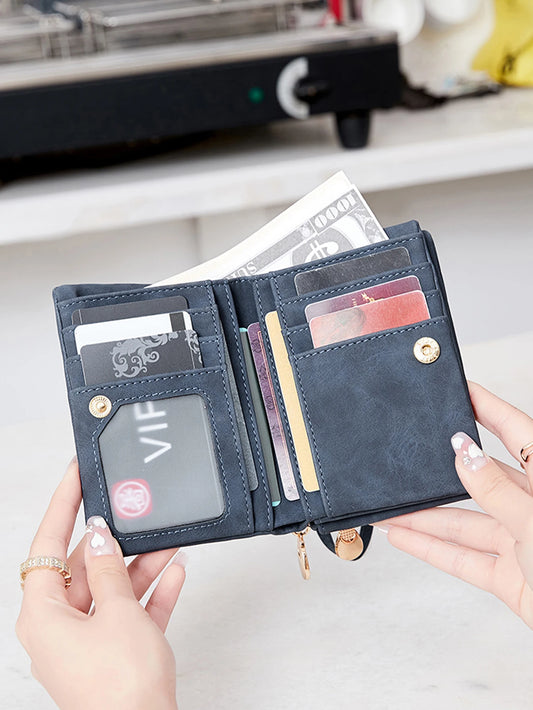 Retro foldingzipper wallet