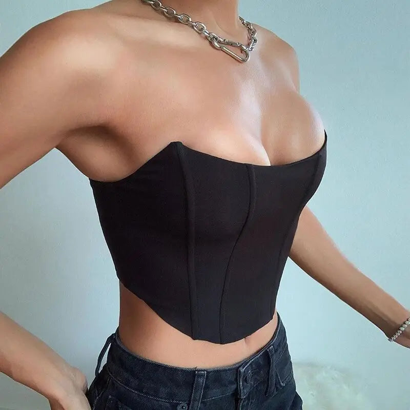 Sleeveless Off Shoulder Fashion Sexy Corset Crop Tops