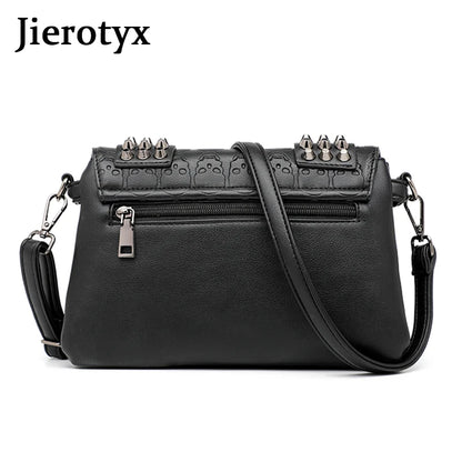 Women Black Leather Messenger Bags