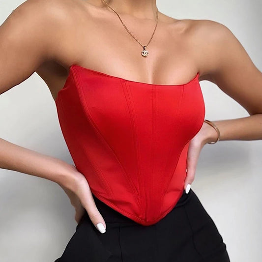 Sleeveless Off Shoulder Fashion Sexy Corset Crop Tops