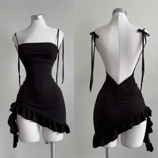 sexy backless lace up spicy girl's hip hugging skirt
