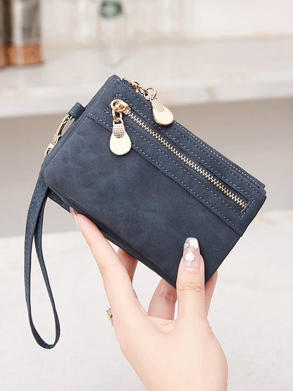 Retro foldingzipper wallet