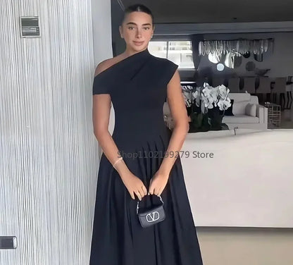 Women Elegant Green Pleated Dress Fashion