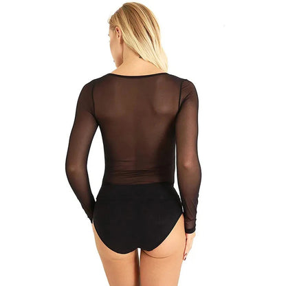 Black White Sexy Mesh Top T Shirts