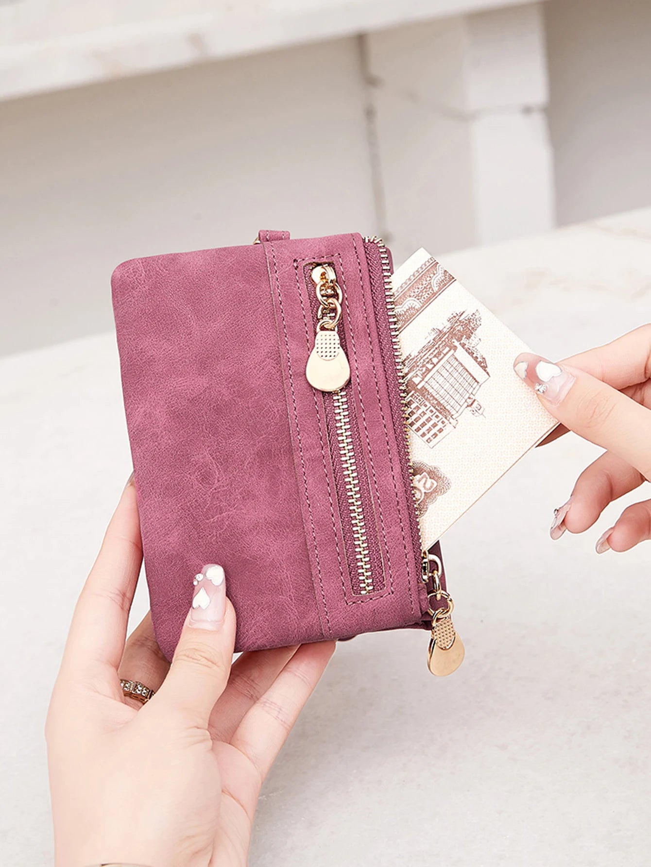 Retro foldingzipper wallet