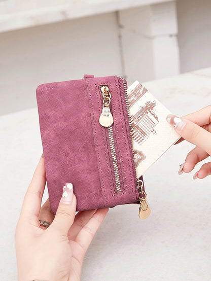 Retro foldingzipper wallet