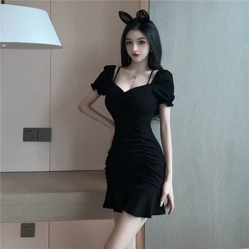 Woman Dress Night Club Black Slip Sexy Cotton Dresses