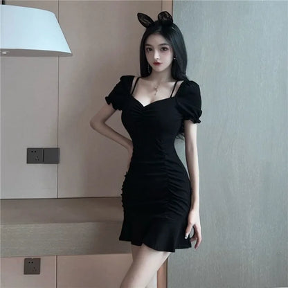 Woman Dress Night Club Black Slip Sexy Cotton Dresses