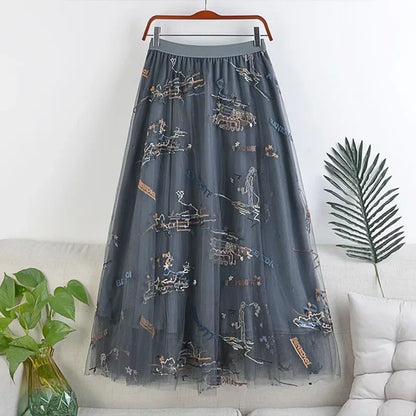 Y2k Skirt Fashion Clothes Vintage Long Skirt