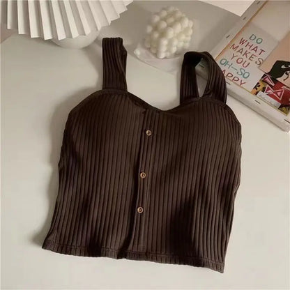 1pcs Summer Girls Cute Button Padded Bra Tank Top