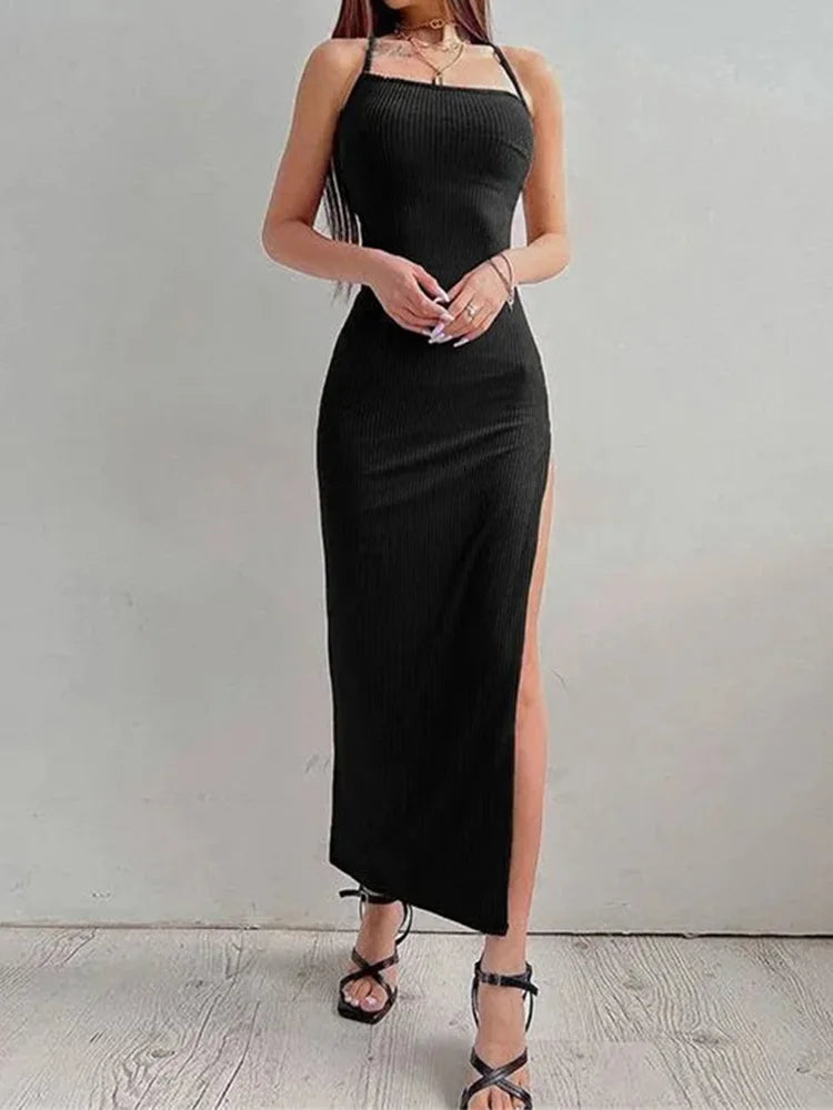 Sexy Black Long Bodycon Dress Women Summer