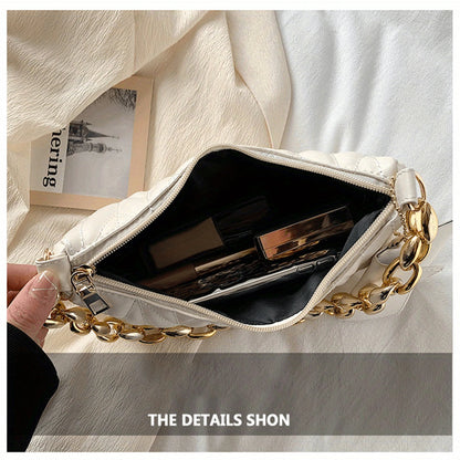 Quilted Ruched Crescent Bag