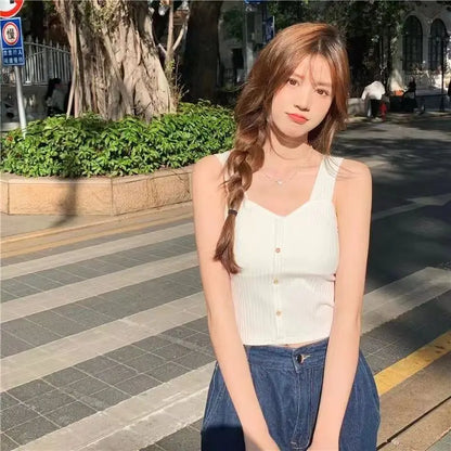 1pcs Summer Girls Cute Button Padded Bra Tank Top