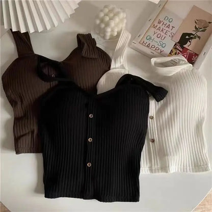 1pcs Summer Girls Cute Button Padded Bra Tank Top