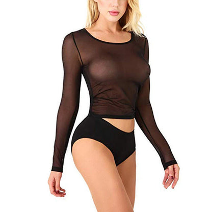 Black White Sexy Mesh Top T Shirts