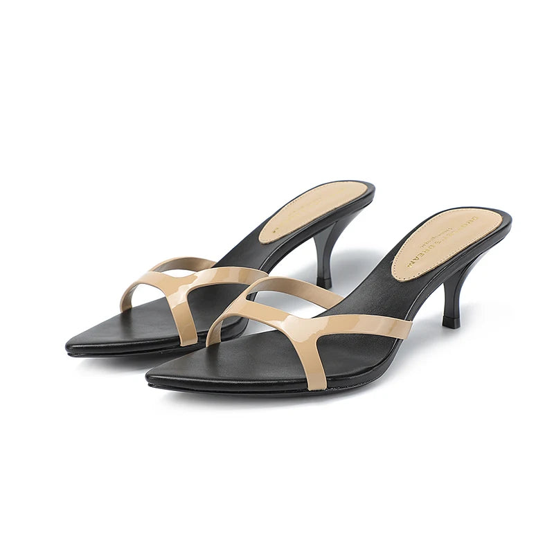 Women's mid heeled slippers