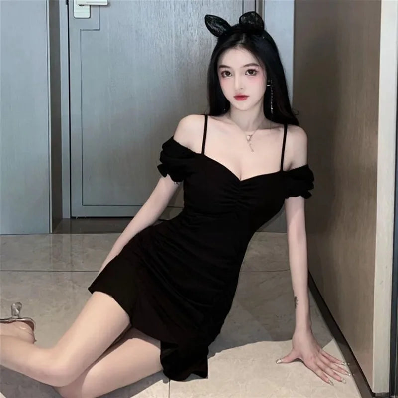 Woman Dress Night Club Black Slip Sexy Cotton Dresses